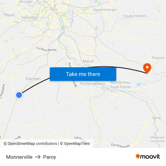 Monnerville to Paroy map