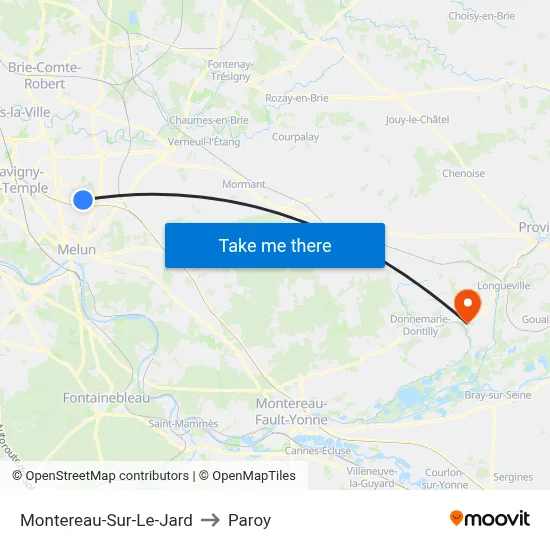 Montereau-Sur-Le-Jard to Paroy map