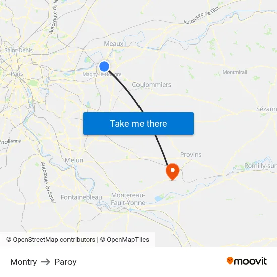 Montry to Paroy map