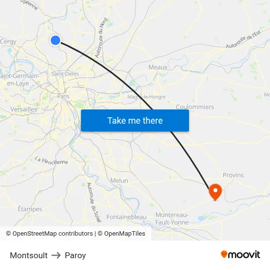 Montsoult to Paroy map