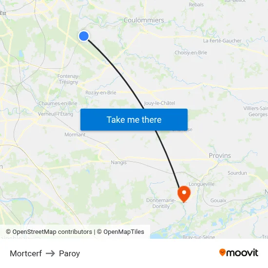 Mortcerf to Paroy map