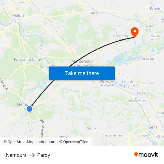 Nemours to Paroy map