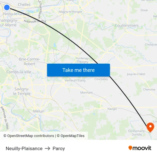 Neuilly-Plaisance to Paroy map
