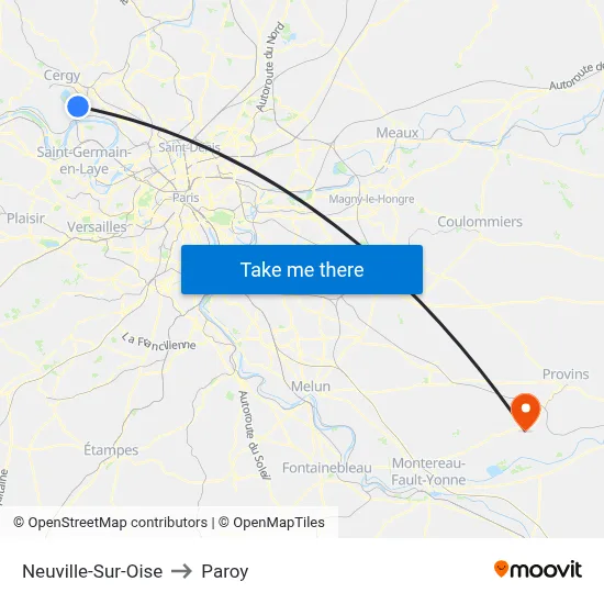 Neuville-Sur-Oise to Paroy map
