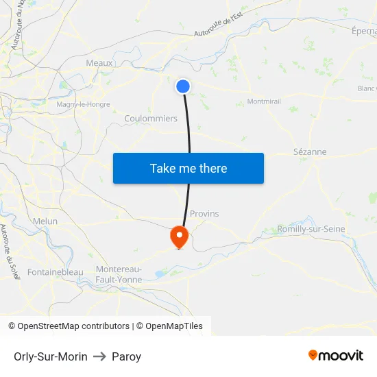Orly-Sur-Morin to Paroy map