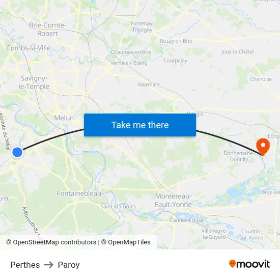 Perthes to Paroy map