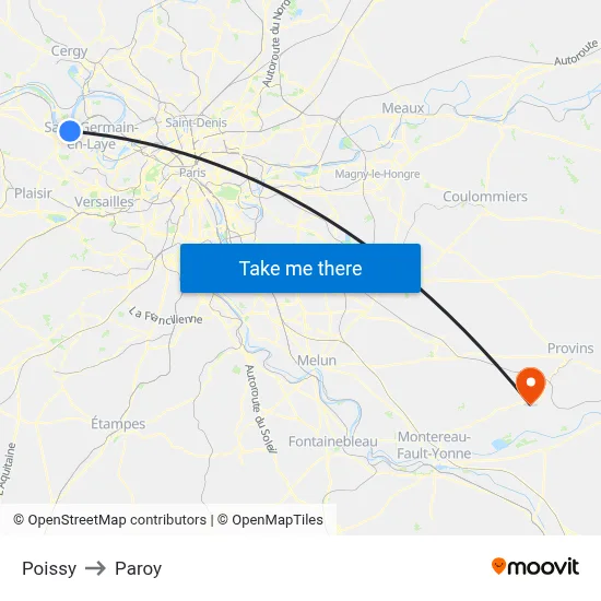 Poissy to Paroy map