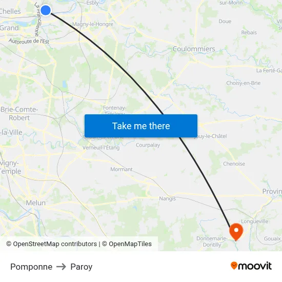 Pomponne to Paroy map