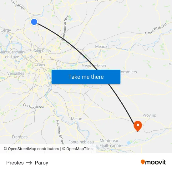 Presles to Paroy map