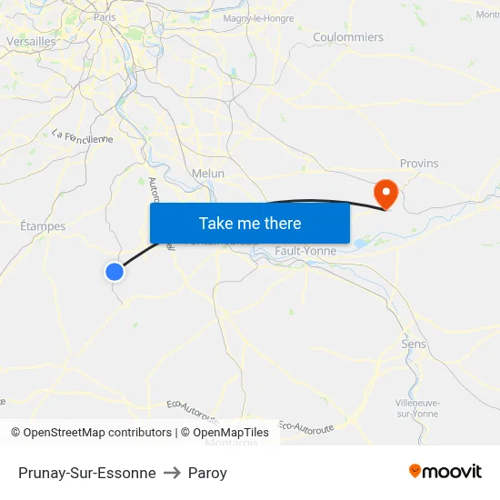Prunay-Sur-Essonne to Paroy map