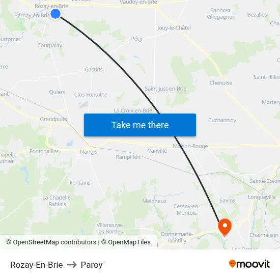 Rozay-En-Brie to Paroy map
