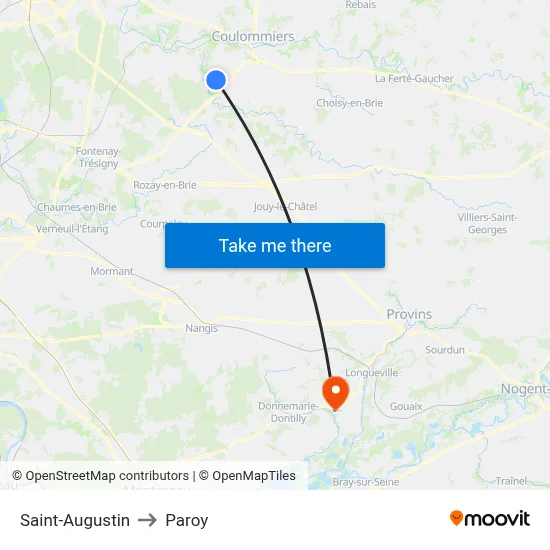 Saint-Augustin to Paroy map