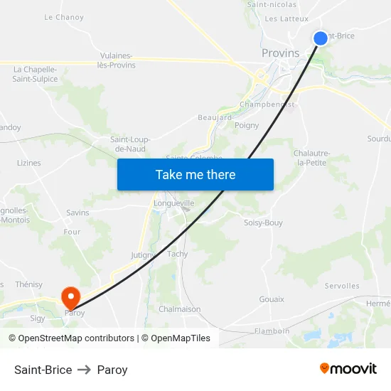 Saint-Brice to Paroy map
