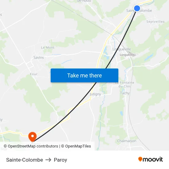 Sainte-Colombe to Paroy map