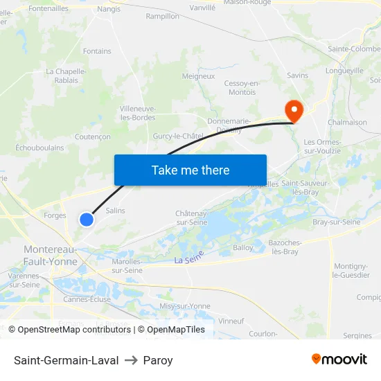 Saint-Germain-Laval to Paroy map