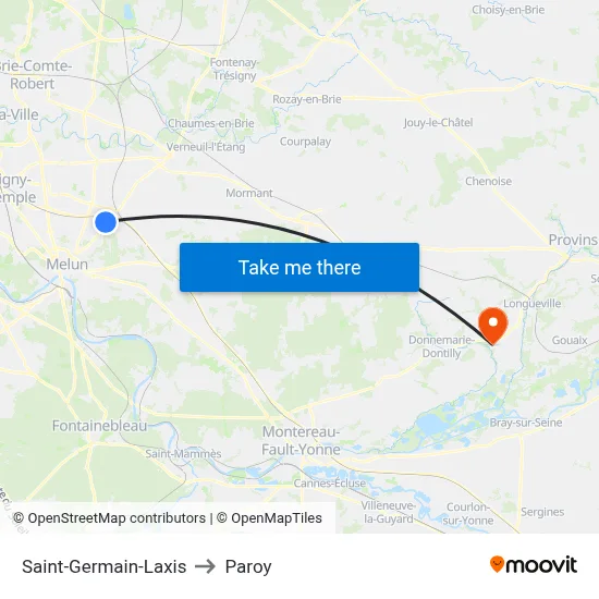 Saint-Germain-Laxis to Paroy map