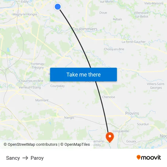 Sancy to Paroy map