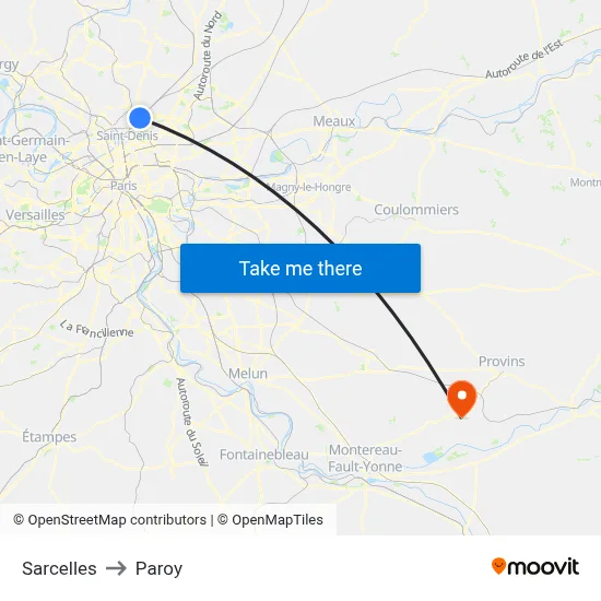 Sarcelles to Paroy map