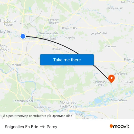 Soignolles-En-Brie to Paroy map