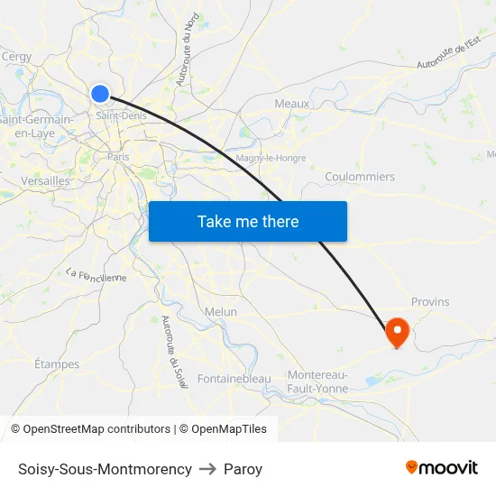 Soisy-Sous-Montmorency to Paroy map