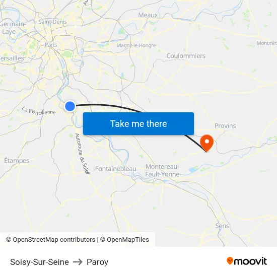Soisy-Sur-Seine to Paroy map