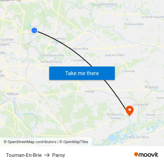 Tournan-En-Brie to Paroy map