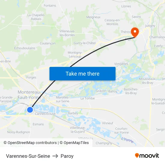 Varennes-Sur-Seine to Paroy map