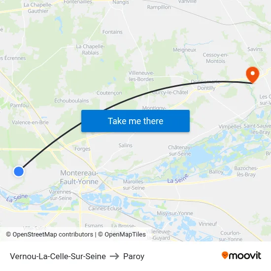 Vernou-La-Celle-Sur-Seine to Paroy map