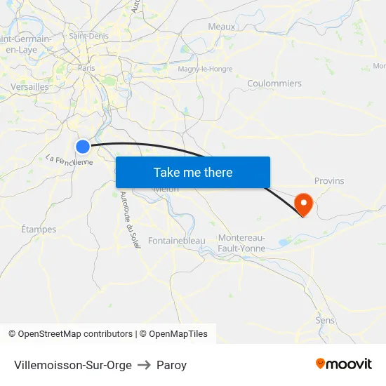 Villemoisson-Sur-Orge to Paroy map