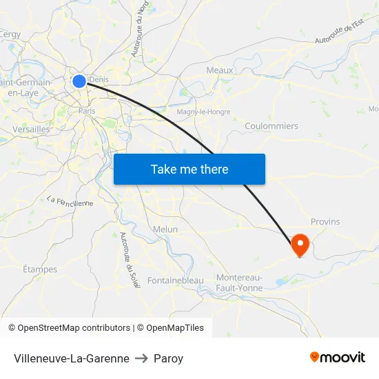 Villeneuve-La-Garenne to Paroy map