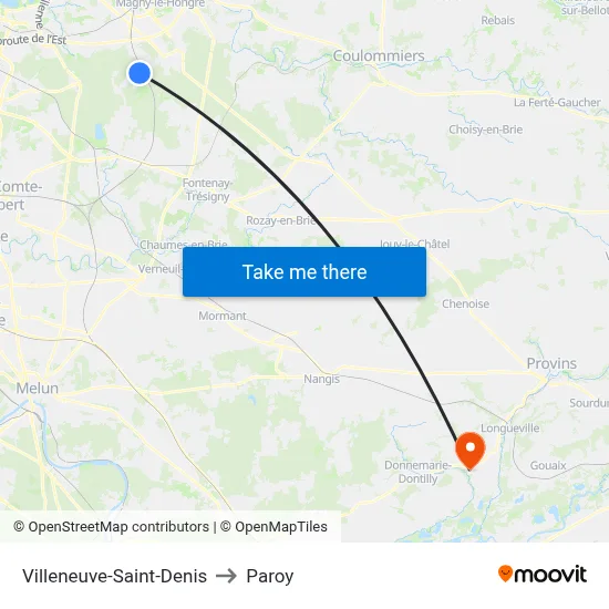 Villeneuve-Saint-Denis to Paroy map