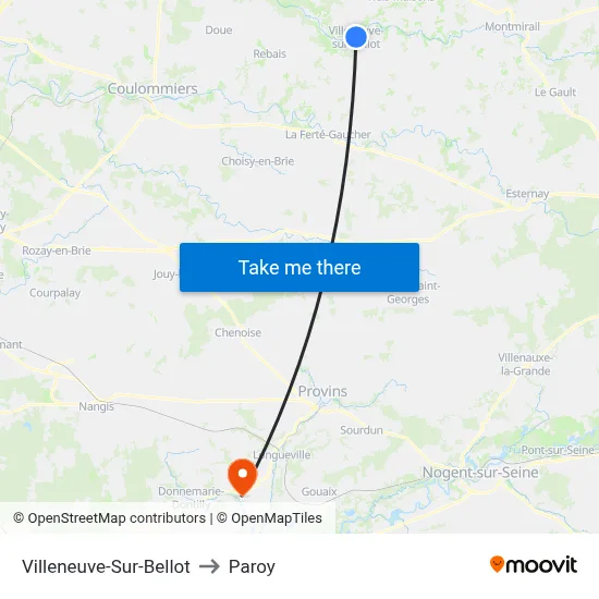 Villeneuve-Sur-Bellot to Paroy map