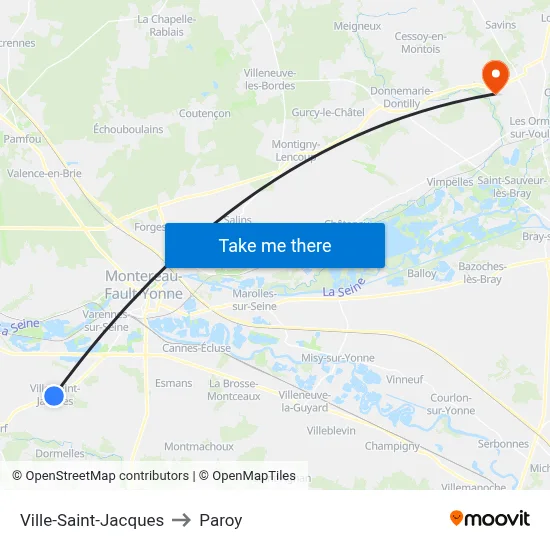 Ville-Saint-Jacques to Paroy map