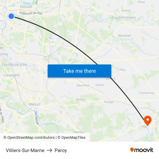 Villiers-Sur-Marne to Paroy map