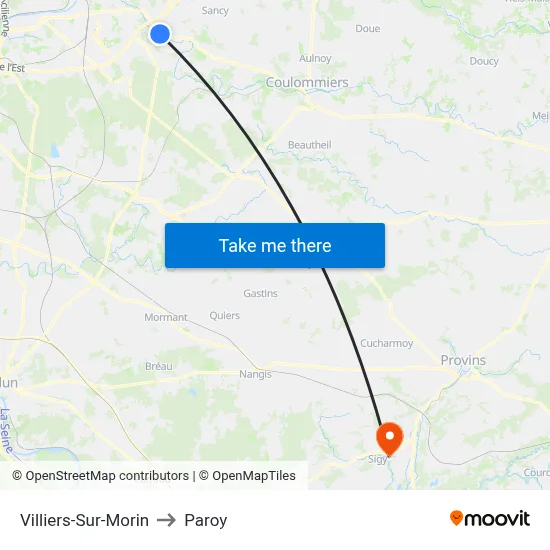 Villiers-Sur-Morin to Paroy map