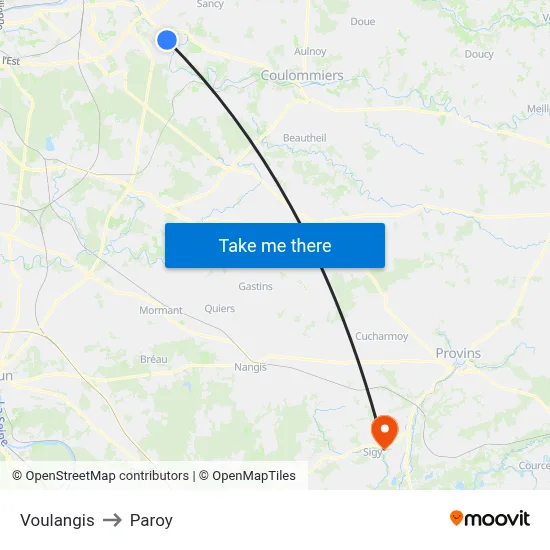 Voulangis to Paroy map