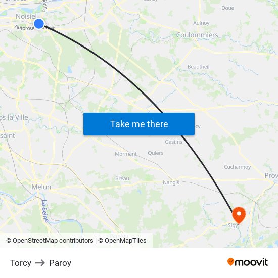 Torcy to Paroy map