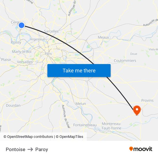 Pontoise to Paroy map