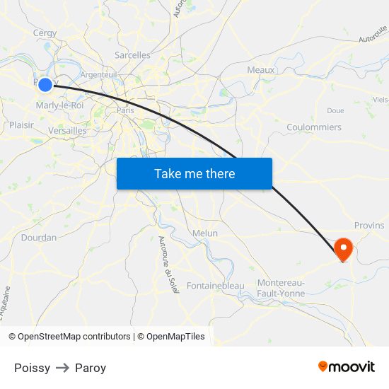 Poissy to Paroy map