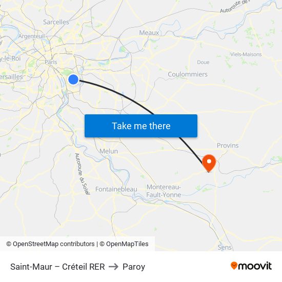 Saint-Maur – Créteil RER to Paroy map