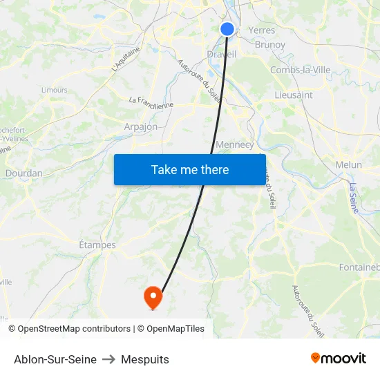 Ablon-Sur-Seine to Mespuits map
