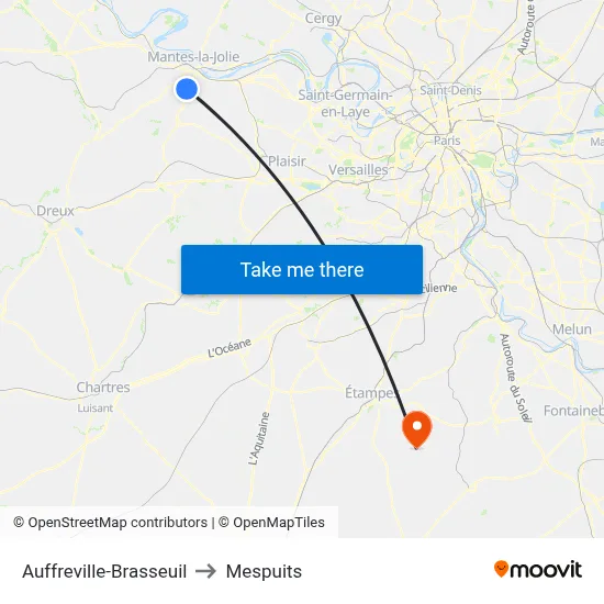 Auffreville-Brasseuil to Mespuits map
