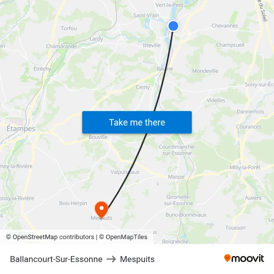 Ballancourt-Sur-Essonne to Mespuits map