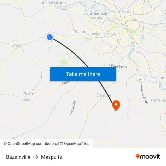 Bazainville to Mespuits map