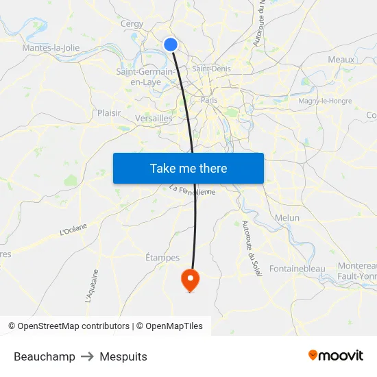 Beauchamp to Mespuits map