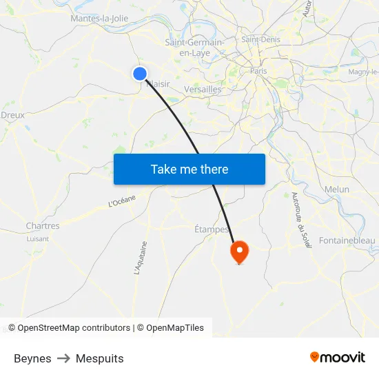 Beynes to Mespuits map