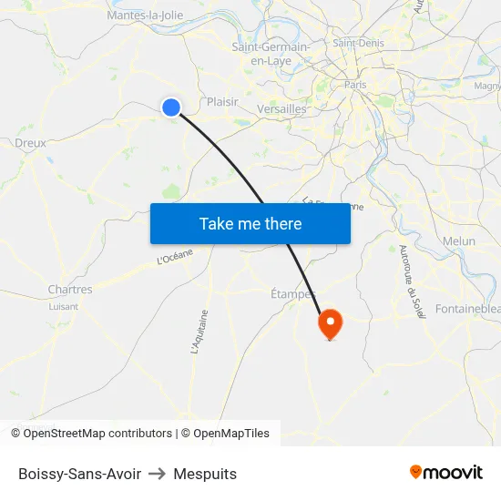 Boissy-Sans-Avoir to Mespuits map