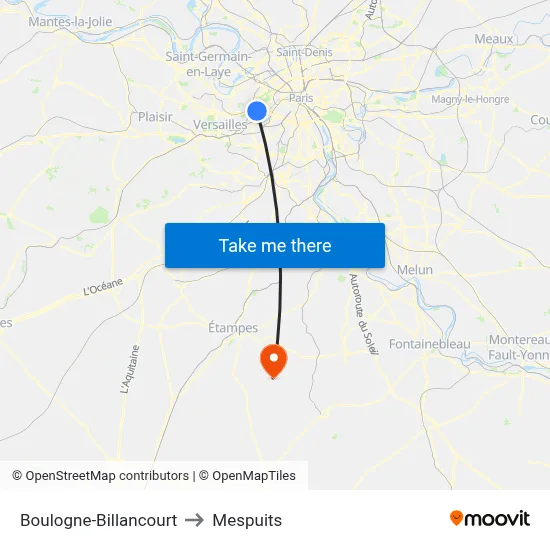 Boulogne-Billancourt to Mespuits map