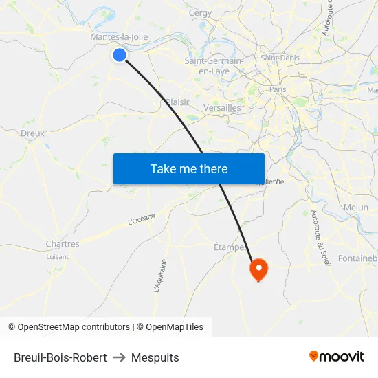 Breuil-Bois-Robert to Mespuits map