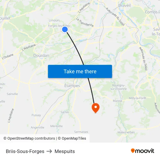 Briis-Sous-Forges to Mespuits map